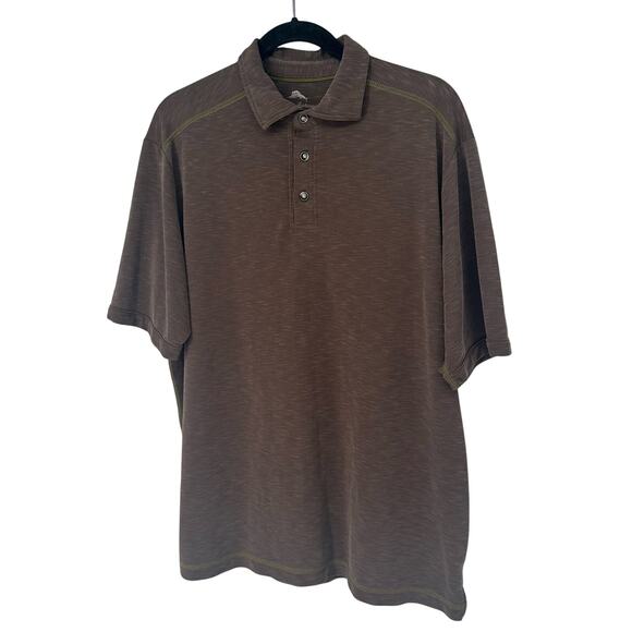Tommy Bahama Brown Short Sleeve Polo Shirt Men’s Size Large - Picture 1 of 8